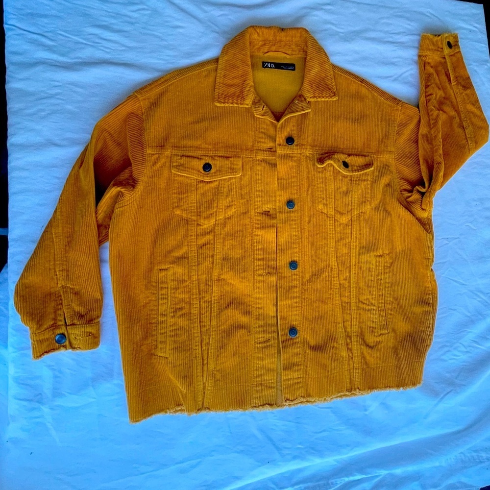 Zara corduroy button up, marigold